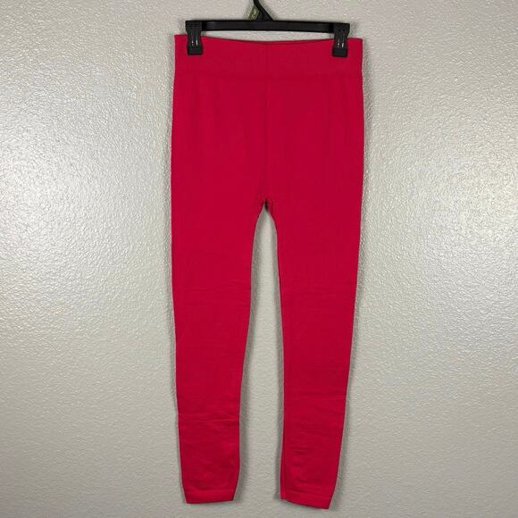NWT Sweet Rose New York Bright Pink One Size Fleece Lined Stretch Leggings Comfy - Picture 2 of 5